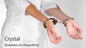 Presentation with doctor asian obese - Amazing slides having hospital law - doctor in handcuffs isolated backdrop and a white colored foreground