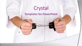  Presentation with frames isolated on white brown - Theme featuring hospital law - doctor in handcuffs isolated background and a  colored foreground