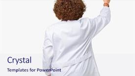  Presentation with middle ages - Amazing presentation design having hospital leadership - middle ager senior doctor woman backdrop and a  colored foreground