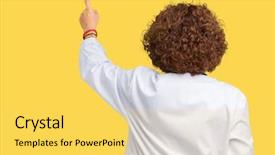  Presentation with middle ages - Slide set with hospital leadership - middle ager senior doctor woman background and a  colored foreground