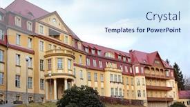  Presentation with building - Amazing presentation having hospital-located-in-old-palace backdrop and a sky blue colored foreground