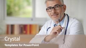  Presentation with doctor office - Cool new theme with hospital management - portrait of confident doctor backdrop and a coral colored foreground