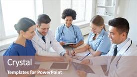  Presentation with online meeting - Beautiful slide deck featuring hospital medical education health care backdrop and a coral colored foreground