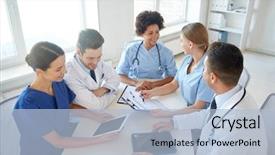  Presentation with health education - Presentation design consisting of hospital medical education health care background and a light blue colored foreground
