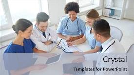  Presentation with health education - Beautiful PPT layouts featuring hospital medical education health care backdrop and a light blue colored foreground