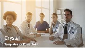  Presentation with health education - Colorful presentation design enhanced with hospital medical education health care backdrop and a coral colored foreground