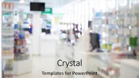  Presentation with hospital pharmacy - Audience pleasing presentation theme consisting of hospital medical store - interior of pharmacy backdrop and a light gray colored foreground