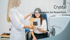  Presentation with ophthalmology - Presentation theme having hospital medical store - professional choice of glasses lens background and a light gray colored foreground