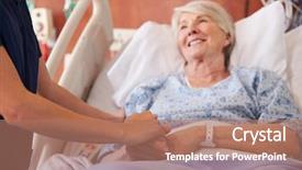  Presentation with geriatric - PPT layouts with hospital nurse holding senior patient background and a coral colored foreground