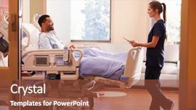  Presentation with digital hospital - Beautiful theme featuring hospital nurse with digital tablet backdrop and a tawny brown colored foreground