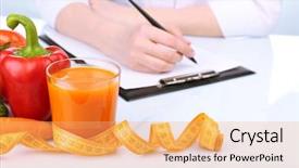  Presentation with doctor office - Cool new presentation theme with hospital nutrition - nutritionist doctor writing diet plan backdrop and a yellow colored foreground