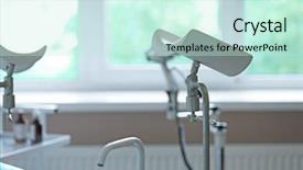  Presentation with obstetrics - Slide deck consisting of hospital obstetrics gynecology - chair in gynecological room background and a cool aqua colored foreground
