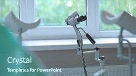  Presentation with obstetrics - Cool new PPT layouts with hospital obstetrics gynecology - colposcope in gynecological room backdrop and a seafoam green colored foreground