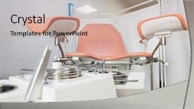  Presentation with medical gynecology - Amazing theme having hospital obstetrics gynecology - gynecological cabinet with chair backdrop and a coral colored foreground