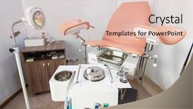  Presentation with medical gynecology - Colorful PPT layouts enhanced with hospital obstetrics gynecology - gynecological cabinet with chair backdrop and a lemonade colored foreground