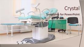  Presentation with obstetrics - Audience pleasing presentation theme consisting of hospital obstetrics gynecology - gynecological chair in gynecological room backdrop and a lemonade colored foreground
