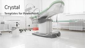  Presentation with room - Colorful slides enhanced with hospital obstetrics gynecology - gynecological chair in gynecological room backdrop and a white colored foreground
