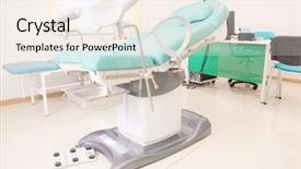  Presentation with obstetrics - Amazing slides having hospital obstetrics gynecology - gynecological chair in gynecological room backdrop and a sky blue colored foreground