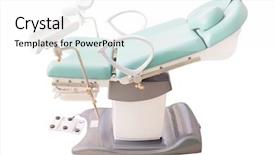 Presentation with gynecology - Slide deck with hospital obstetrics gynecology - gynecological chair in gynecological room background and a white colored foreground