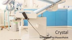  Presentation with gynecology - Presentation theme having hospital obstetrics gynecology - gynecological chair in gynecological room background and a lemonade colored foreground