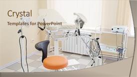  Presentation with obstetrics - Presentation design featuring hospital obstetrics gynecology - gynecological chair in gynecological room background and a lemonade colored foreground