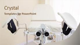  Presentation with gynecology - Amazing presentation design having hospital obstetrics gynecology - gynecological chair in gynecological room backdrop and a lemonade colored foreground