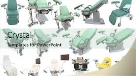  Presentation with chairs - Presentation theme consisting of hospital obstetrics gynecology - gynecological chairs under the white background and a soft green colored foreground