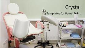  Presentation with obstetrics - Beautiful presentation theme featuring hospital obstetrics gynecology - image of gynecological chair backdrop and a light gray colored foreground
