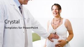  Presentation with obstetrics - Slides consisting of hospital obstetrics gynecology - obstetrician examining pregnant belly background and a sky blue colored foreground