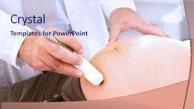  Presentation with gynecology - Beautiful presentation theme featuring hospital obstetrics gynecology - obstetrician examining pregnant belly backdrop and a sky blue colored foreground