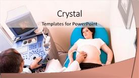  Presentation with obstetrics - PPT theme with hospital obstetrics gynecology - obstetrician examining pregnant belly background and a cream colored foreground