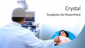  Presentation with obstetrics - Audience pleasing PPT theme consisting of hospital obstetrics gynecology - obstetrician examining pregnant belly backdrop and a white colored foreground
