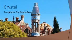  Presentation with complex - Slide deck having hospital-of-the-holy-cross background and a light blue colored foreground