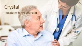  Presentation with wheelchair - Audience pleasing slide deck consisting of hospital old person - doctor talking to a patient backdrop and a lemonade colored foreground