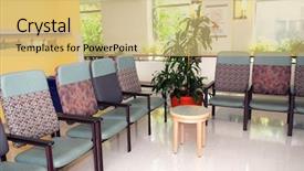  Presentation with waiting room furniture - Presentation with hospital or clinic waiting room background and a yellow colored foreground