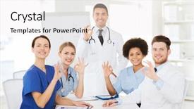  Presentation with medical education - PPT theme with hospital profession medical education people background and a white colored foreground