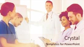  Presentation with medical education - PPT theme consisting of hospital profession medical education people background and a  colored foreground