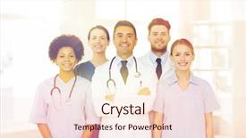  Presentation with medicine - Amazing slide deck having hospital profession people and medicine backdrop and a  colored foreground