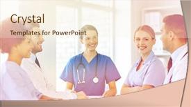  Presentation with medical profession - Cool new PPT theme with hospital profession people and medicine backdrop and a cream colored foreground