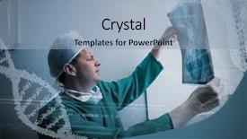  Presentation with radiology - Presentation consisting of hospital radiology services - panoramic view of helix pattern background and a light blue colored foreground