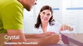  Presentation with receptionist - Slides featuring hospital receptionist - doctors nurse with telephone background and a coral colored foreground