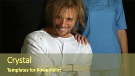  Presentation with restraint - Audience pleasing slide set consisting of hospital restraint - mentally ill man in strait-jacket backdrop and a tawny brown colored foreground