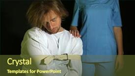  Presentation with black man - Colorful slide deck enhanced with hospital restraint - mentally ill man in strait-jacket backdrop and a tawny brown colored foreground