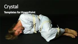  Presentation with mentally - Slide set featuring hospital restraint - mentally ill man in strait-jacket background and a  colored foreground