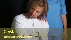 Presentation with mentally - Audience pleasing PPT theme consisting of hospital restraint - mentally ill man in strait-jacket backdrop and a  colored foreground