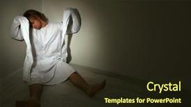  Presentation with mentally - PPT layouts having hospital restraint - mentally ill man in strait-jacket background and a wine colored foreground