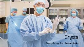  Presentation with hospital safety - Amazing presentation having hospital safety - portrait of male surgeon backdrop and a light blue colored foreground