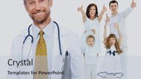  Presentation with doctor family - PPT layouts featuring hospital security - doctor and happy family background and a  colored foreground