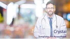  Presentation with optimistic - Audience pleasing theme consisting of hospital security - handsome young doctor man backdrop and a  colored foreground