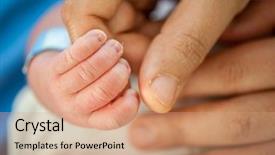  Presentation with newborn baby hospital - PPT theme enhanced with hospital security - newborn baby first days background and a coral colored foreground